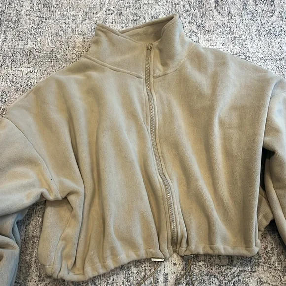Women’s fleece jacket, zip up size large tan cream, beige - Picture 2 of 6
